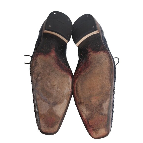 Jeffrey West Shoes Mens US 10 Muse Blue Leather Weave Almond Toe Spain VGC - Picture 5 of 14